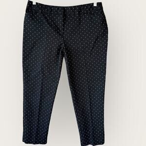 Liz Claiborne Classic Career Crop Tapered Ankle Pants Size 12 Black White Polka